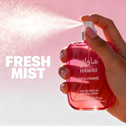 Image of AFLUXE Hawaii Diva Femme Women's Perfume 3.0 Fl. Oz Eau De Parfum for Women, Vibrant Lychee, Rhubarb & Rose Scents, Long Lasting Elegant Fragrance