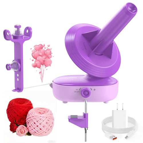Caydo A1 Max Electric Yarn Winder, 10oz Large Automatic Ball Winder for Crocheting, Dual-Spring Strong Tension Stepless Speed Yarn Cake Spinner, Ideal Mother's Day Present for Crochet Lovers(Purple)