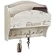 MyGift 2-Pocket Vintage White Wall-Mounted Mail Sorter & Key Hooks