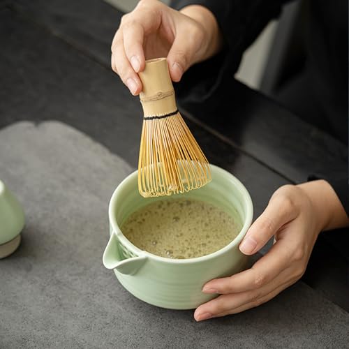 Matcha-Schneebesen, Bambusbesen Matcha, Grüner Tee Whisk mit 80 Borsten, Traditioneller Japanische Teezeremonie, Hochwertiger Schneebesen als Zubehör für Handgefertigt