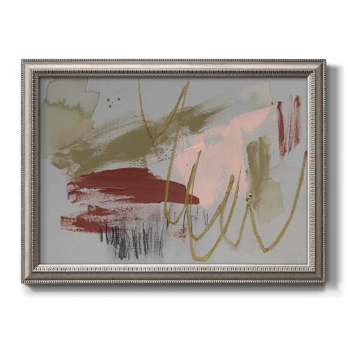 Abstract Wall Art Red and Green Scribbles Painting Picture Modern Home Décor Artwork Silvery Framed Canvas Prints Wall Decorations for Bathroom and Kitchen 22x31 Inch LS005