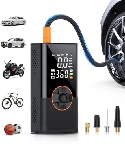 KUXISA Tire Inflator Portable Air Compressor, 150 PSI Tire Inflator with LCD Digital Display, 3X Faster Portable Air Pump for Car, Motorcycle, Bicycle and More(Black)
