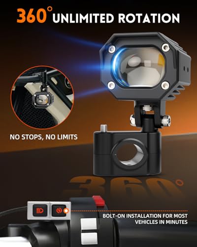 Image of CO LIGHT Motorcycle Fog Lights LED 60W 20000LM Auxiliary Driving Light 7 Lighting Modes White /Amber IP68 Waterproof Spot Pod Lights Kit Universal Fit for Motorcycles ATV UTV, 2PCS