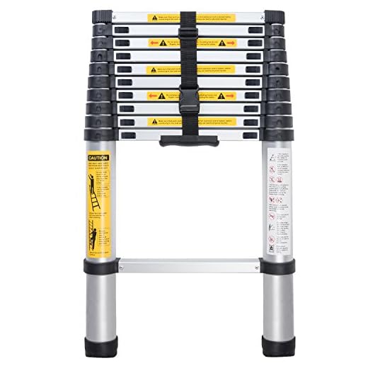 WolfWise 3,2 m teleskopstege, aluminium teleskopförlängning hög mångsidig loftstege, 330 pound/150 kg kapacitet svart