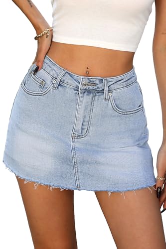 ELLEVEN Jean Skirt for Women Jean Mini Skort Shorts Underneath