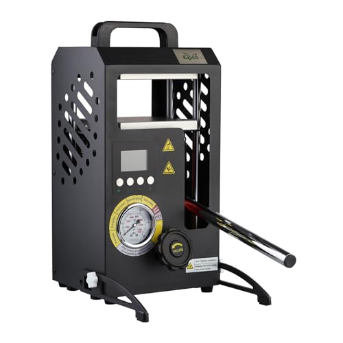 Heat Press Machine with 5.5" X 5.5" Dual Heated Plates 10 Tons Manual Press with LCD Digital Display Screen & Precise Pressure Gauge 110V/220V