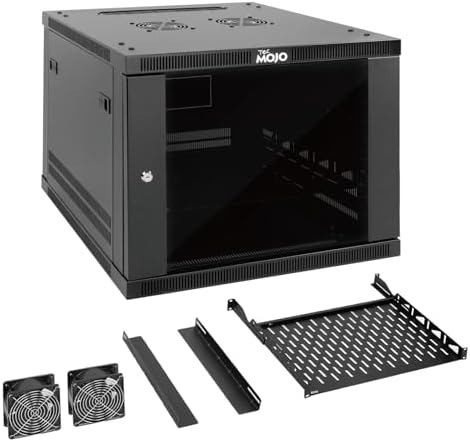 Tecmojo 9U Wall Mount Rack,9U Rack 23.6 Inch Depth,Hold Up to 176 Lbs,Enclosed Wall Mount Rack for 19 Inch Network,Server and AV Gear,Glass Door(Elite Collection)
