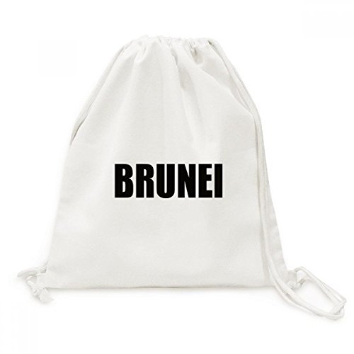 Sac à cordon en toile noire Brunei Pays Nom sac à dos voyage
