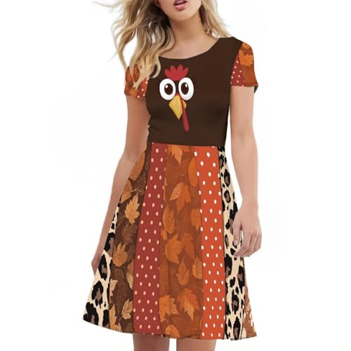 Image of Irisjudy T Shirt Dress for Women Short Sleeve Girls Short Sleeve Dress Plus Size, O Neck Knee Length Midi Dress for Ladies