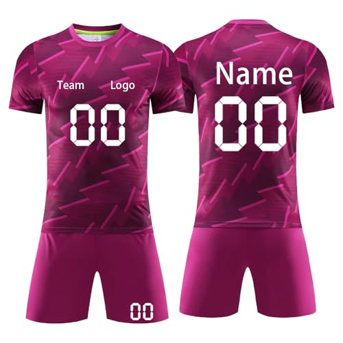 Conjunto de 2 camisetas de fútbol para hombre, conjunto de camiseta de fútbol personalizada con nombre y número propio, traje de entrenamiento, camisetas y pantalones cortos de entrenamiento de fútbol