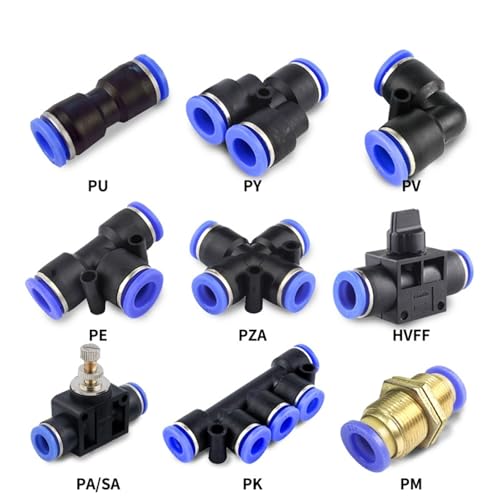 Conectores neumáticos rápidos antífugas para tuberías de aire comprimido PE 6mm 3