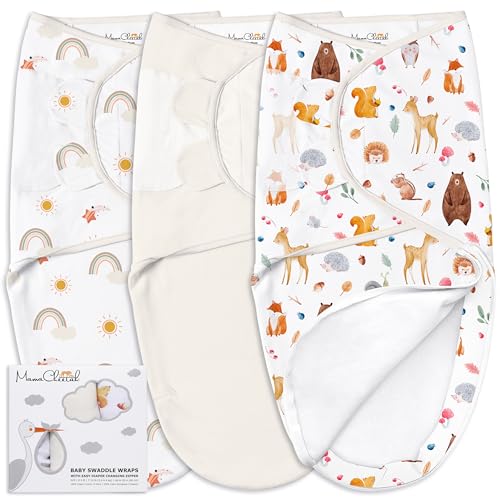 Mama Cheetah Baby Swaddle Sack, Organic Swaddle Blanket, Newborn Swaddling Sleep Sacks, Adjustable Infant Blanket Wrap, Easy Swaddles for Boy Girl 0-3 Month