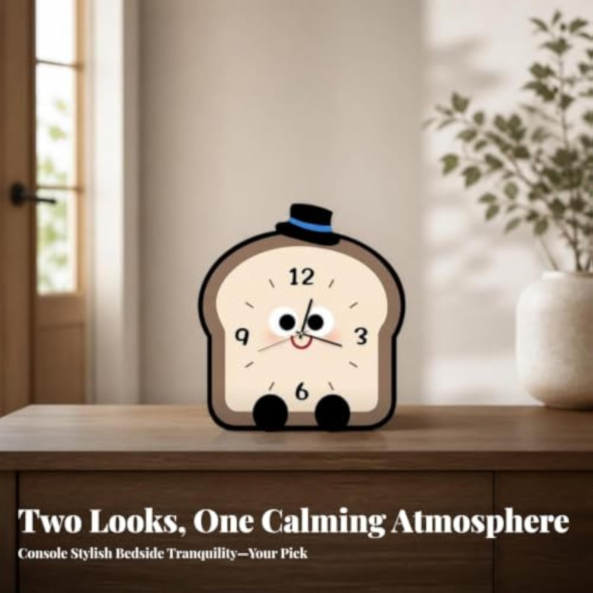 Decorative Toast Shaped Clock, Cute Cartoon Bread Clock for Desk