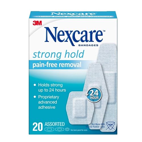 Nexcare Strong Hold Bandages, Assorted, 20 Bandages Per Box (5 Boxes)
