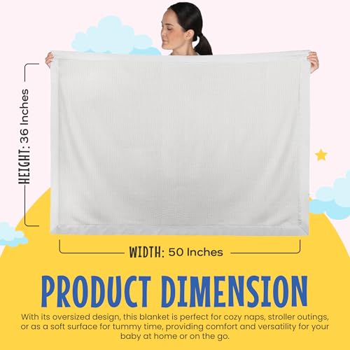 Image of Blankets Thermal Waffle Baby Blanket Crib Bedding - Soft Cozy Warm Infant Thermal Cover for Nursery Stroller or Bassinet, Lightweight Ideal Shower Gift, Nylon Trim White 36 inch x 50 inch