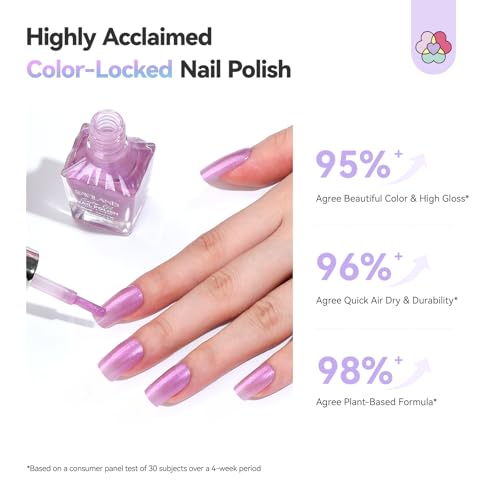 Image of SAVILAND Color Artistry Nail Polish Set : 6 Summer Shimmer Pearl Pink Purple White Mermaid Fingernail Polish, Quick Dry Nail Polish Non Gel Long Lasting DIY Manicure for Finer Toe Nail Art Lover