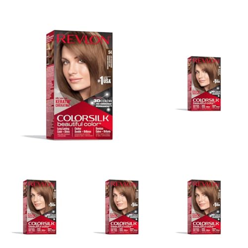 Revlon – Colorsilk Beautiful Color, Coloración Capilar Permanente, con Keratina y Aminoácidos, Color Intenso, Larga Duración, Sin Amoníaco, Resultado Natural, Tono 54 Castaño Dorado Claro