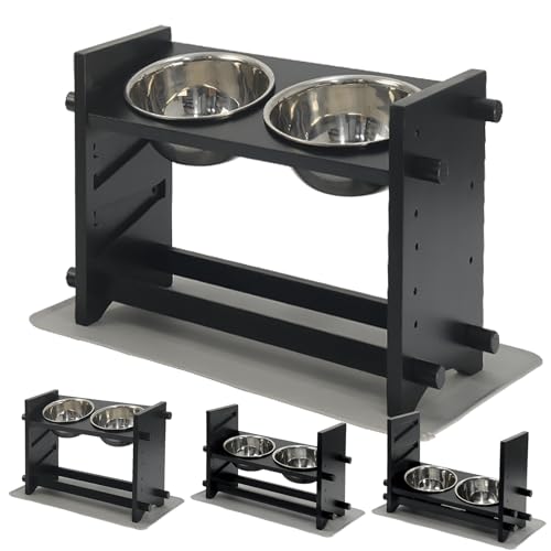 SPOPSOOD-Erhoehter-Hundenapf-mit-auslaufsicherer-Matte-erhoehte-Hundenaepfe-fuer-grosse-Hunde-und-mittelgrosse-Hunde-verstellbarer-Bambus-Hundenapfstaender-mit-2-Edelstahlnaepfen-Schwarz