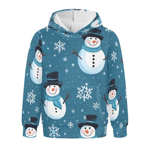 Kids Hoodies Sweaters Christmas Snowman Hooded Sweatshirts with Big Pockets for Boys Girls B0400038
