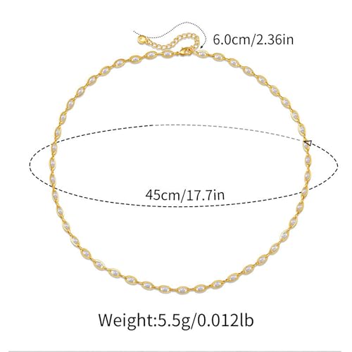 Pippa Pearl Necklaces for Women Dainty Chain Necklace 14K Gold Plated Charm CZ Pendant Necklace Simple Choker Necklaces for Women Trendy Wedding Womens Jewelry3