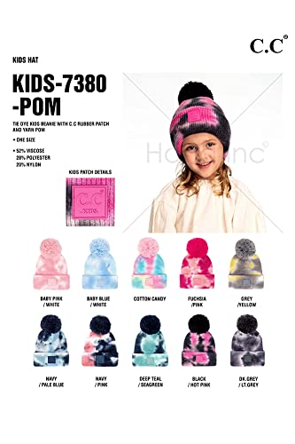 ScarvesMe Kids Tie Dye Beanie Hat with Rubber Patch and Yarn Pom4