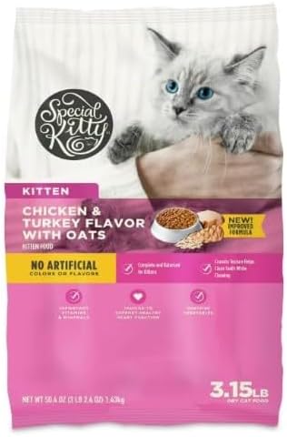 Special Kitty Chicken and Turkey Flavor with Oatmeal Kibble Dry Cat Food for Kittens, 3.15 lb Bag Pack 1