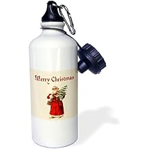 3dRose Merry Vintage Santa Claus Carrying a Small Christmas Tree-Sports Water Bottle, 21oz , 21 oz, Multicolor