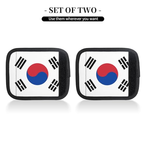 2 Pcs Luggage Handle Wraps, Flag of Republic of Korea Print Grip Handle Cover/Travel Bag Identifier for Suitcase Accessories2