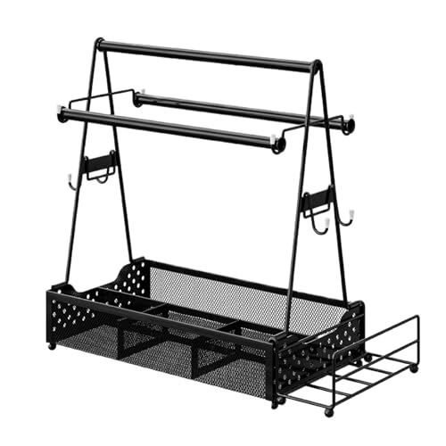 Organizador de herramientas para parrilla, soporte para utensilios de barbacoa, organizador de condimentos de picnic, cesta de condimentos al aire libre para camping, parque, playa, organizador de