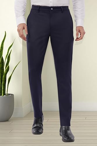 Image of SaintX Men's Formal Slim Fit Trouser | Twill Weave Premium 4-Way Stretchable High GSM Fabric Pants | Textured Classic & Modern Styled Chinos | Business Casual Office /Anytime Wear