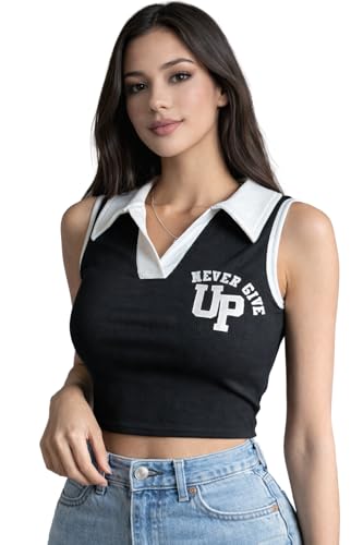 Image of London Hills Women Ribbed Knit Polo Neck Top Slim Fit Crop & Regular Length T-Shirt Style Top Stretchable Polo Neck Top Sleeveless & Short Sleeve Slim Fit T-Shirt Casual Summer Wear for Women & Girls