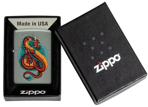 Encendedor Zippo Dragon Rojo Chino Verde Mate miniatura 5