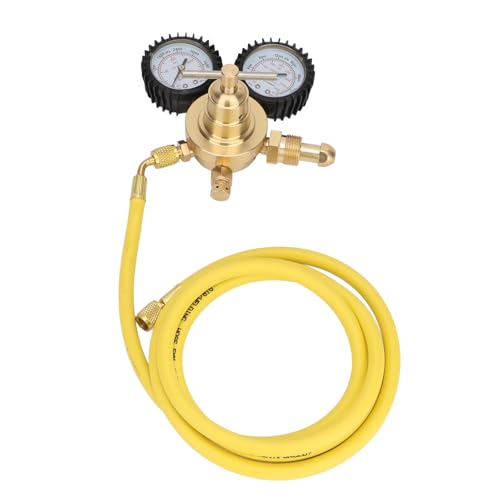 Nitrogen Pressure Gauge Regulator with 200cm Hose, Brass Inlet Outlet Connection, for Welding, Cutting, Laboratory Purging