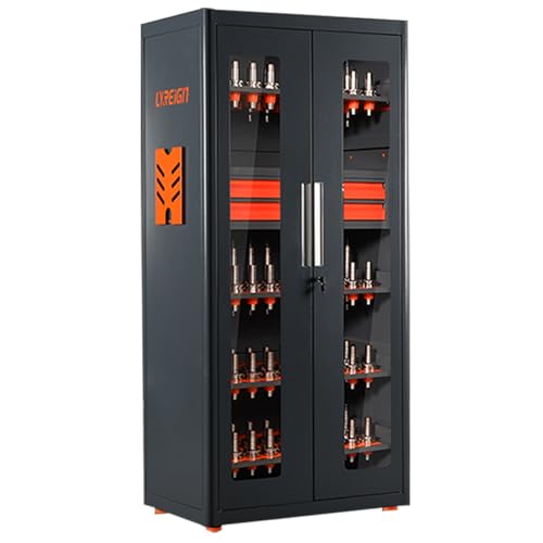 LYREIGN Mass Storage CNC Tool Holder Storage Cabinet, CNC Tool Storage Rack Organizers with Lock, Multi-Purpose CNC Tool Holder Station Suitable for Machinists Workers