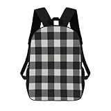 NQHJT Mochila de viagem masculina xadrez preta e branca para laptop para mulheres 43 polegadas casual Daypack, estilo, 43 cm