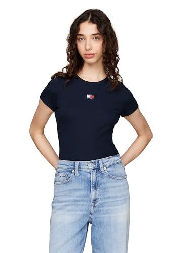 Tommy Jeans Women's Graphic Tee with Embroidered Flag Detail