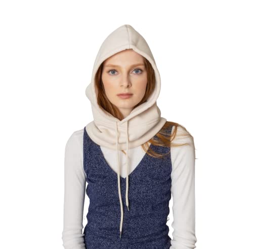 BA UNIQUE FASHION Unisex Sporty Snood Hat with drawstring Hood Scarf Neck Warmer Winter Balaclava Hood (Ivory)