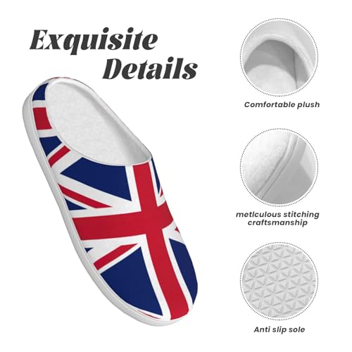 Cozy British flag print Slippers Indoor and Outdoor Fuzzy House Shoes Anti-Skid Sole Gifts for Women Indoor Scuff4