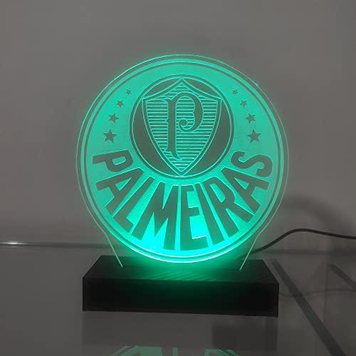 Luminária Led 3d Time Palmeiras Futebol Abajur Luxo