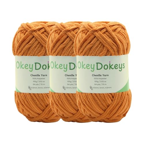 Okeydokeys Fil Chenille Super Volumineux Taille 6 3 Packs Orange
