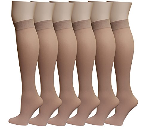 Image of Differenttouch 6 Pairs Women's Opaque Spandex Trouser Knee High Socks Queen Size 10-13