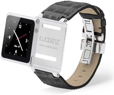 iWatchz STLGRYDYTP Timepiece Stainless Leather Watch Strap for iPod nano 6th Gen with Deploy-Grey