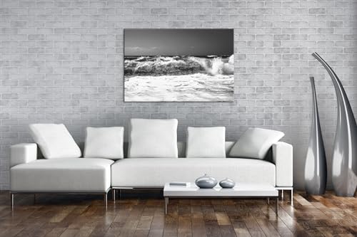 Impression numérique vagues de l'océan deyoli grand tableau plage noir et blanc - 2