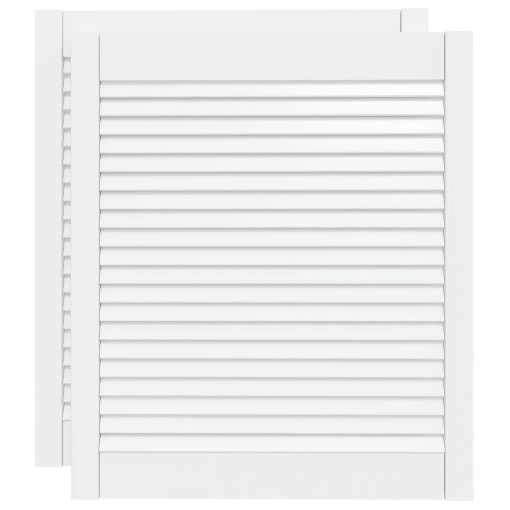 Puertas de armario de madera maciza lacada blanca 69 x 59,4 cm con diseño artesanal de lamas