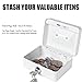 Jssmst Small Lock Cash Box with Key Lock and Slot, Locking Money Box for Kids, White