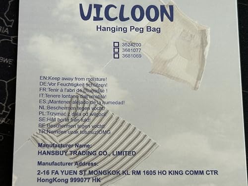 Vicloon Hanging Peg Bag, Hang On The Line Peg Bag with Hanger, Easy Hanging Hook, Reusable Peg Bags for Washing Line, Peg Basket Peg Storage, 30 x 26cm(Star) - Image 8