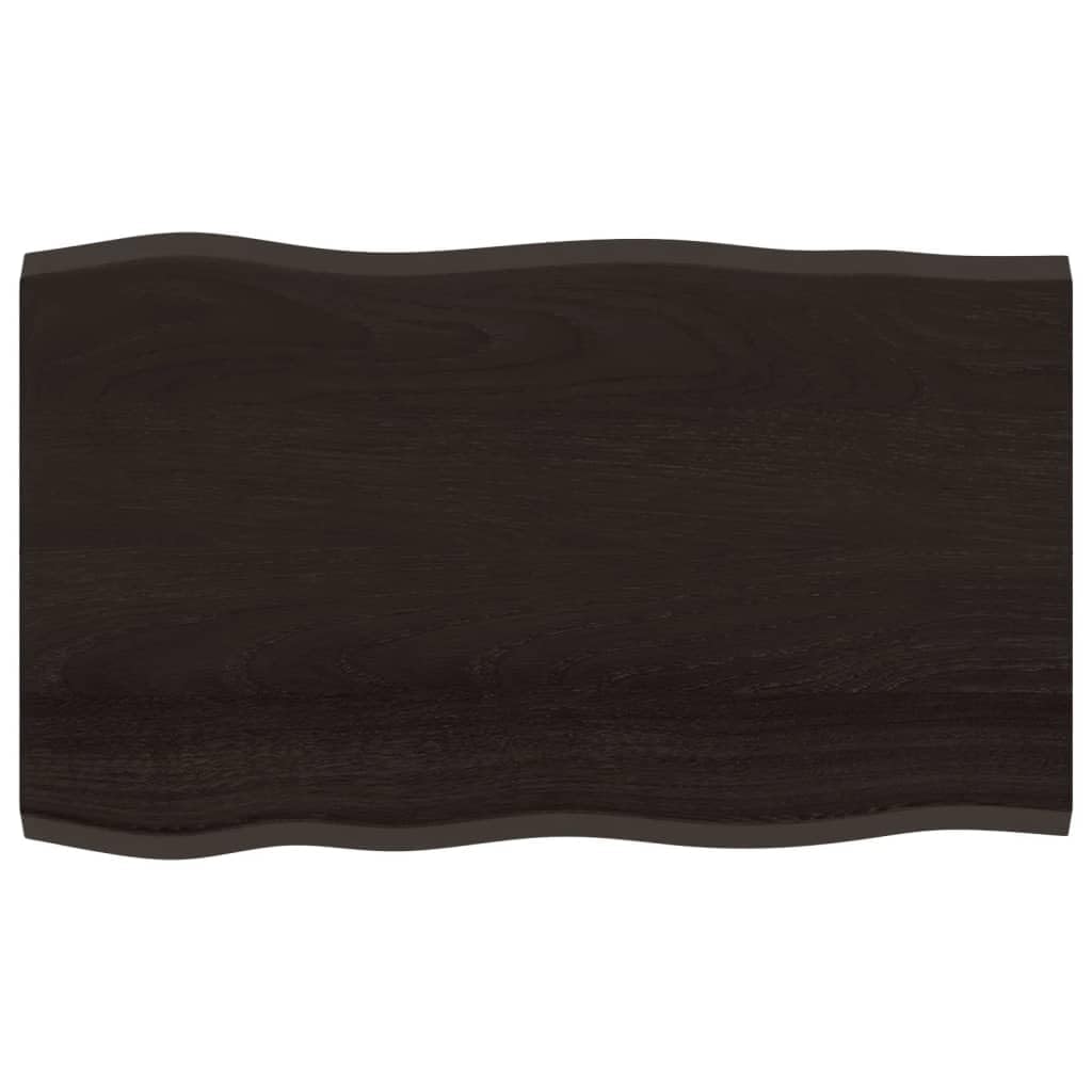 vidaXL Tischplatte aus Massivholz Eiche, dunkelbraun, 100x60x2 cm – Naturkante, handgefertigt