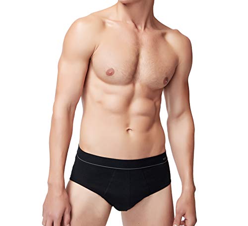 Mens Underwear Briefs Cotton Briefs for Men Basic Slip Underwear Without Fly Pack of 3, Black, Medium