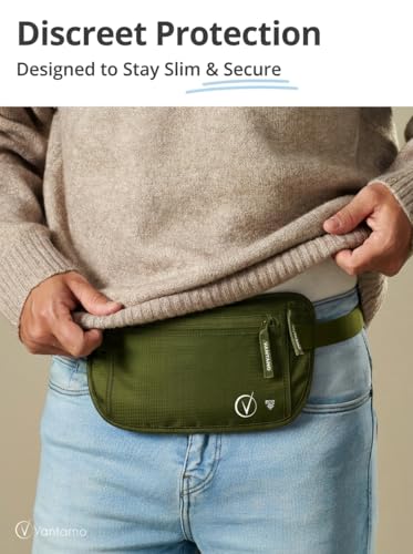 Image of Vantamo Money Belt with RFID For Men & Women, Hidden Passport Holder for Travel, 2 Compartment Travel Fanny Pack for Women Anti Theft