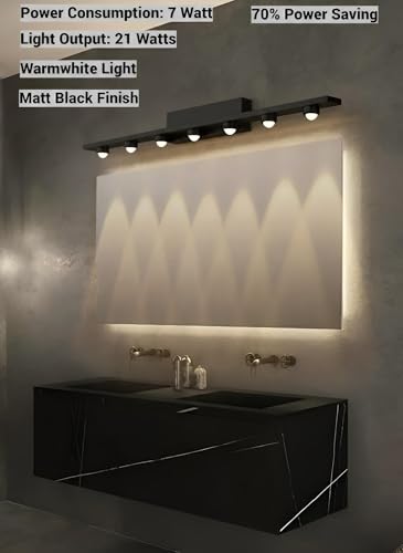 Image of FILLISKA LED Mirror /Picture /Vanity Light with Warmwhite Light and Luxurious Gold Finish (7 LED Matt Black-985B)